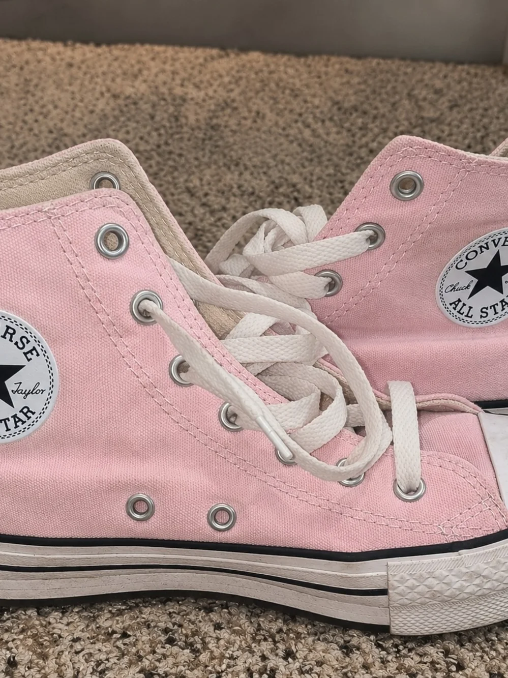 Converse Kids Pink High-Top Canvas Sneakers with White Laces